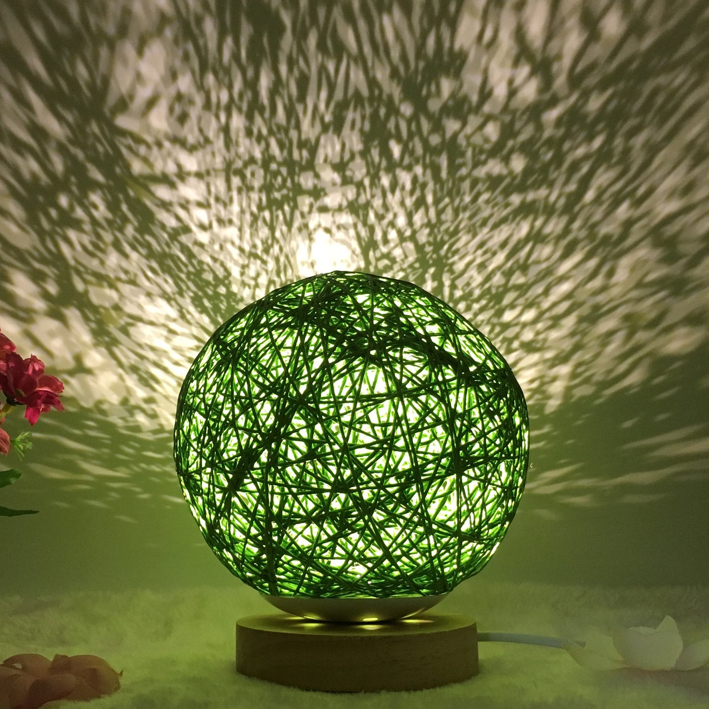 Hot Selling Creative Linen Table Lamp Novel and Unique LED Intelligent USB7 Color RGB16 Color Remote Control Rattan Ball Lamp