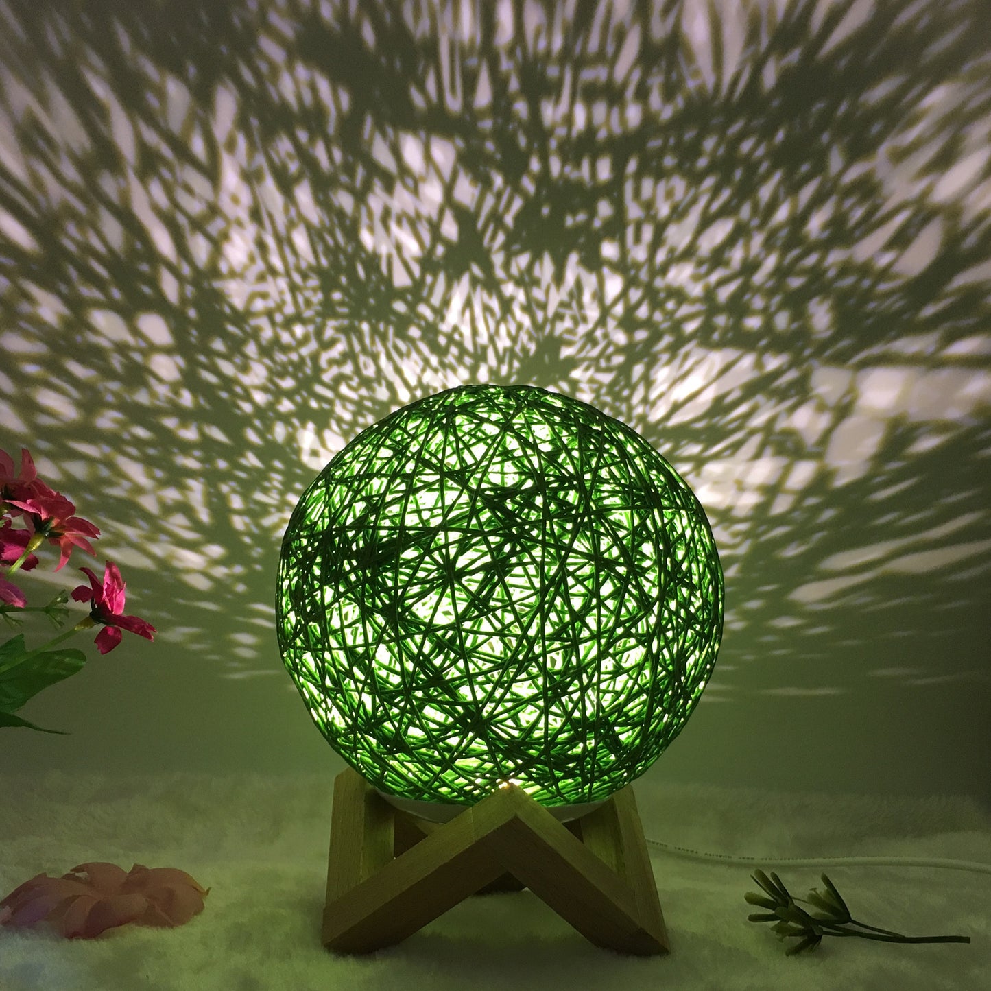 Hot Selling Creative Linen Table Lamp Novel and Unique LED Intelligent USB7 Color RGB16 Color Remote Control Rattan Ball Lamp