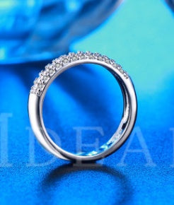 Elegant and rhodium-plated trend ring, Korean version of the best-selling high-quality inlaid zircon ring