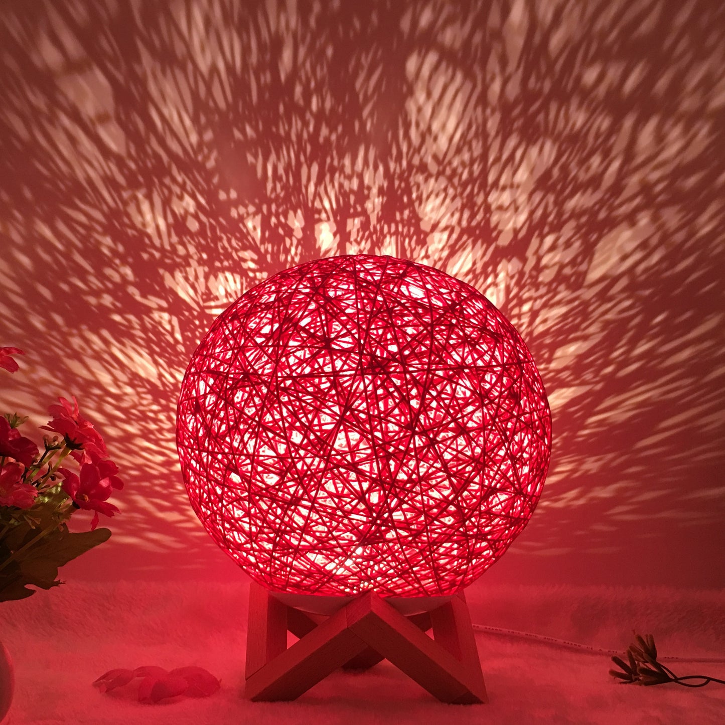 Hot Selling Creative Linen Table Lamp Novel and Unique LED Intelligent USB7 Color RGB16 Color Remote Control Rattan Ball Lamp