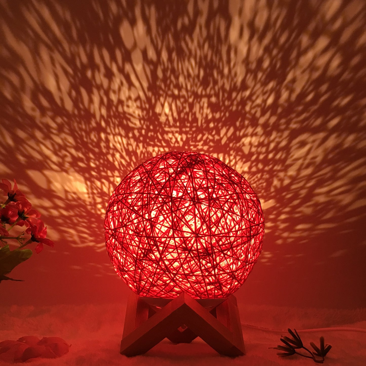 Hot Selling Creative Linen Table Lamp Novel and Unique LED Intelligent USB7 Color RGB16 Color Remote Control Rattan Ball Lamp