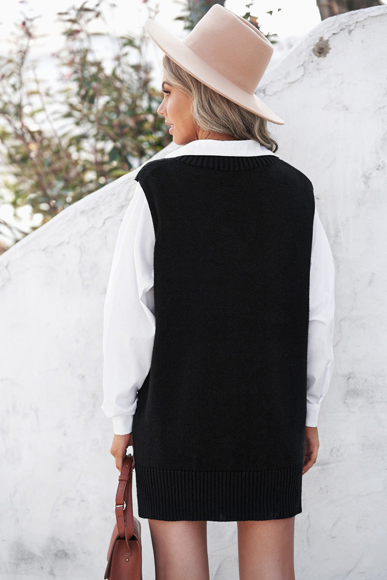 Casual Solid Color Women's Knitted Sweater Vest