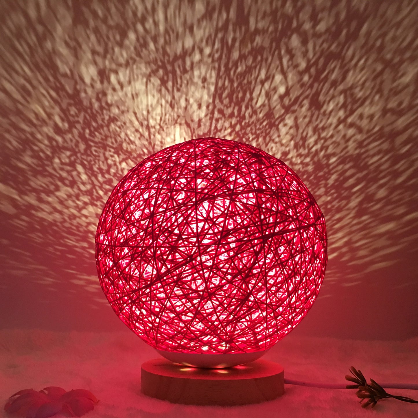 Hot Selling Creative Linen Table Lamp Novel and Unique LED Intelligent USB7 Color RGB16 Color Remote Control Rattan Ball Lamp