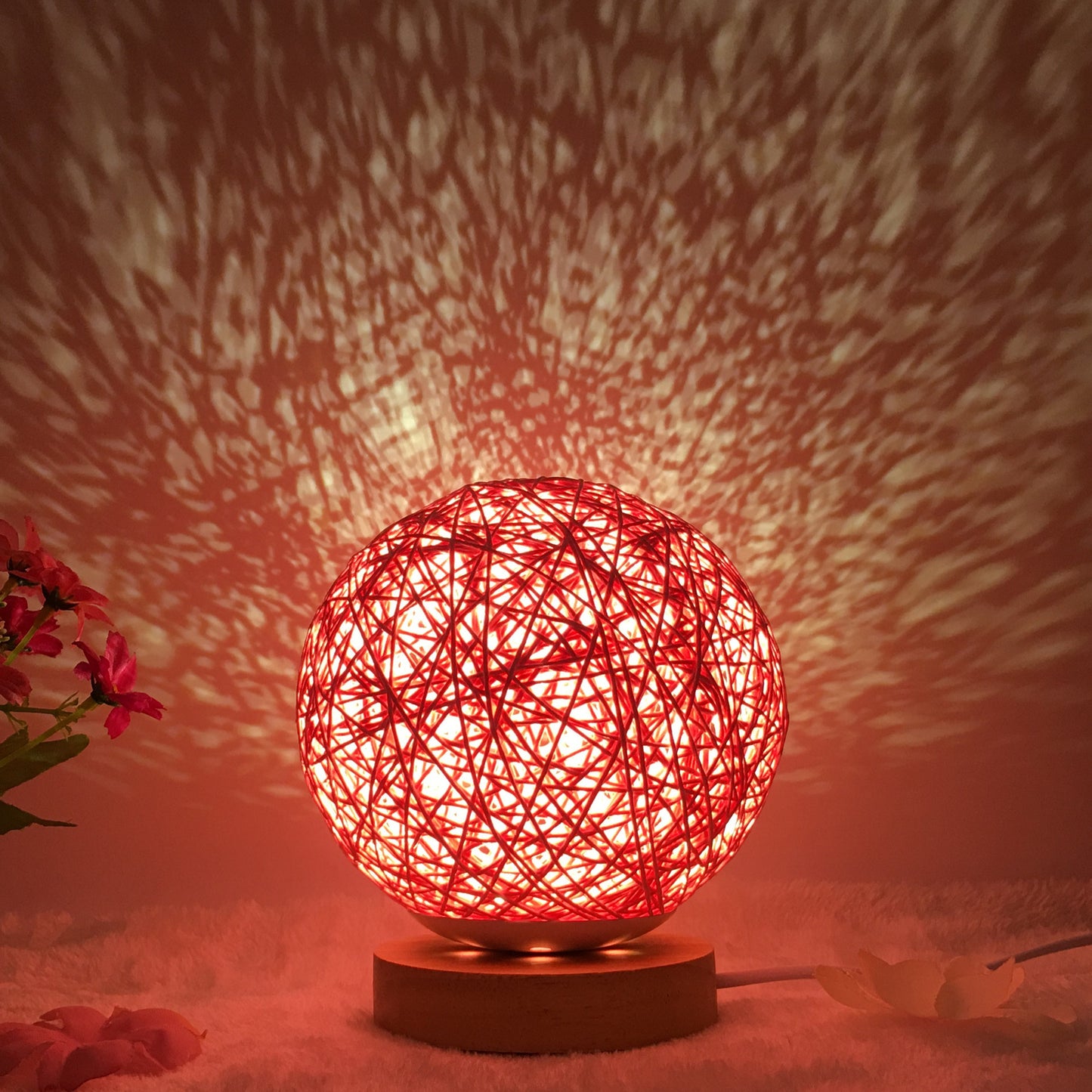 Hot Selling Creative Linen Table Lamp Novel and Unique LED Intelligent USB7 Color RGB16 Color Remote Control Rattan Ball Lamp