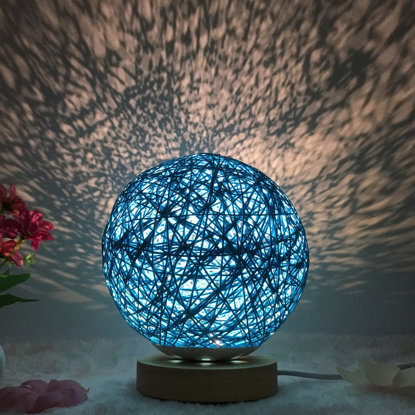 Hot Selling Creative Linen Table Lamp Novel and Unique LED Intelligent USB7 Color RGB16 Color Remote Control Rattan Ball Lamp
