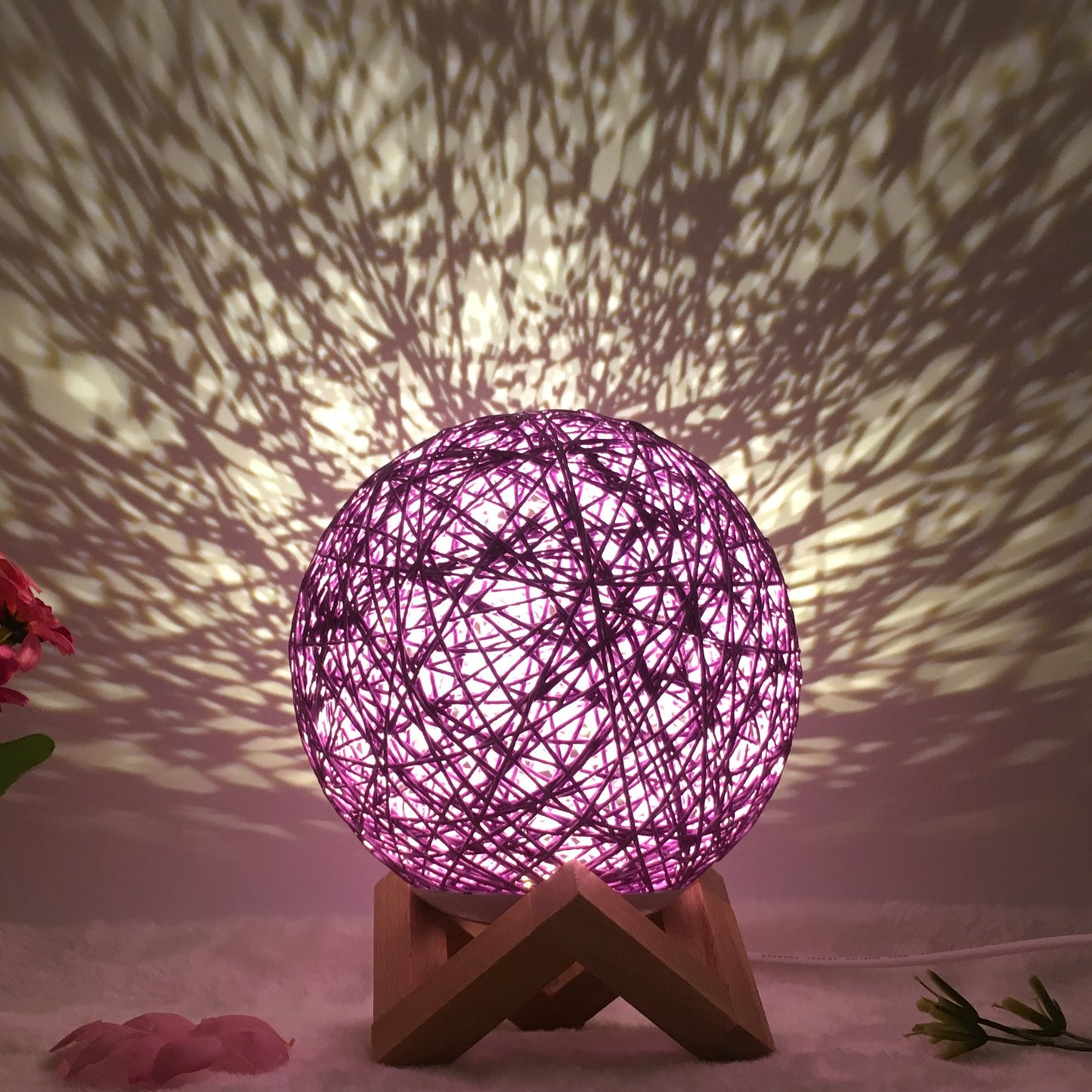Hot Selling Creative Linen Table Lamp Novel and Unique LED Intelligent USB7 Color RGB16 Color Remote Control Rattan Ball Lamp