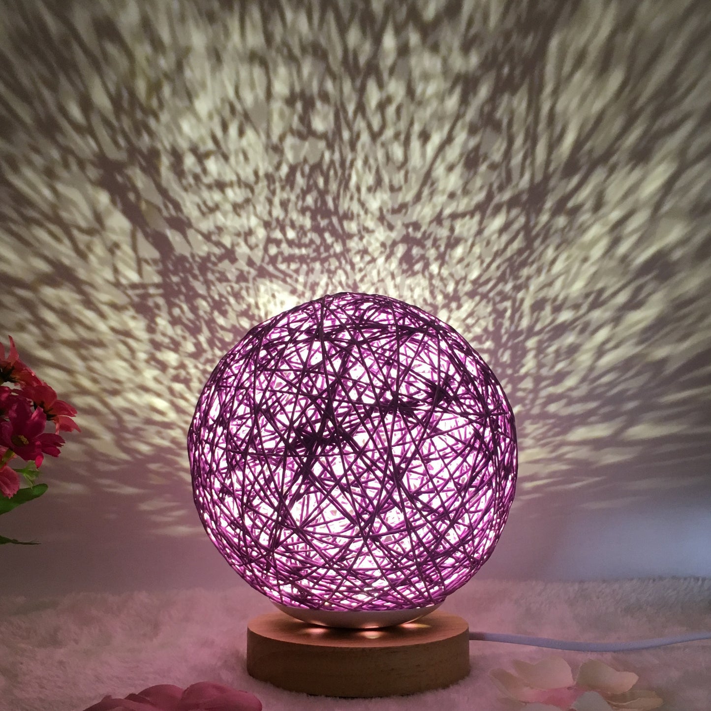 Hot Selling Creative Linen Table Lamp Novel and Unique LED Intelligent USB7 Color RGB16 Color Remote Control Rattan Ball Lamp
