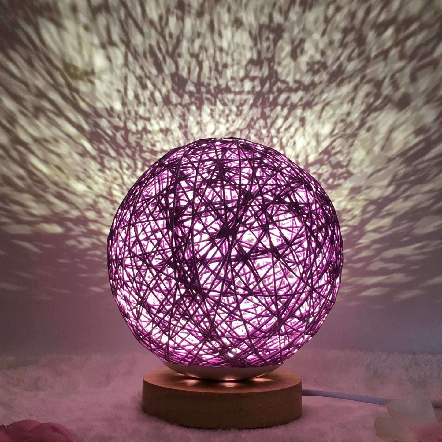 Hot Selling Creative Linen Table Lamp Novel and Unique LED Intelligent USB7 Color RGB16 Color Remote Control Rattan Ball Lamp